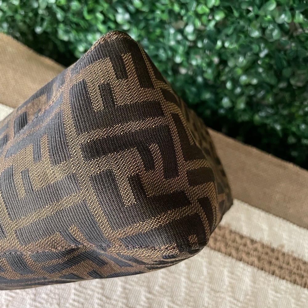 Fendi Brown and Dark Brown Zucca Logo Wristlet - Picture 11 of 13